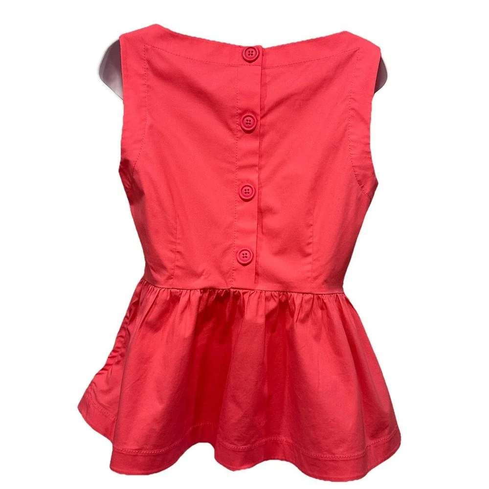 KATE SPADE Peplum Popover Top Women's 6 Sleeveless Pink Side Zip Back Buttons